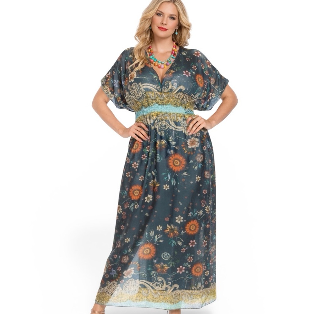 Johnny Was Baize Silk Floral Maxi Slip Dress NWT